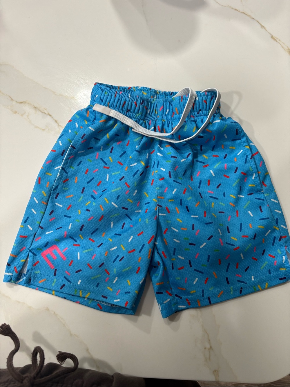 Kids Blue Sprinkle Print Elite Athletic Gear Shorts